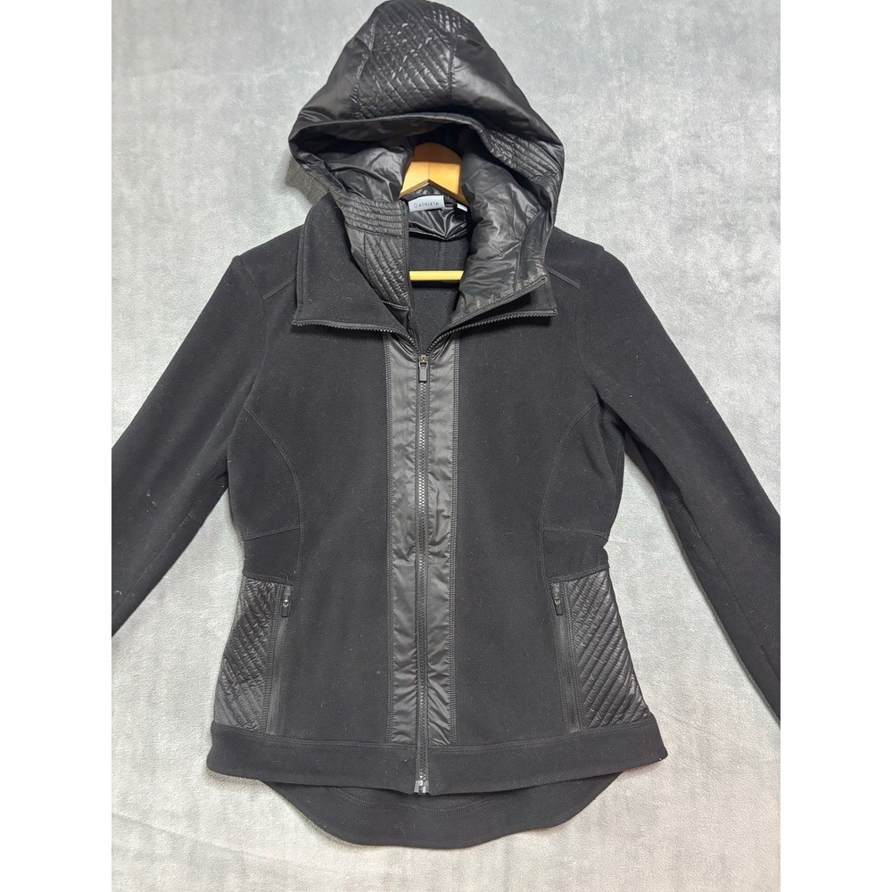 Athleta Fitted Fleece Hoodie Jacket Full Zip activewear sweatshirt Size Small